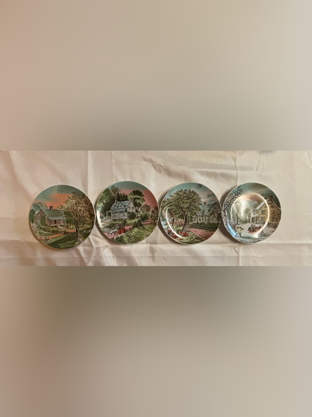 Vintage Currier & Ives American Homestead Four Seasons Collector Plates